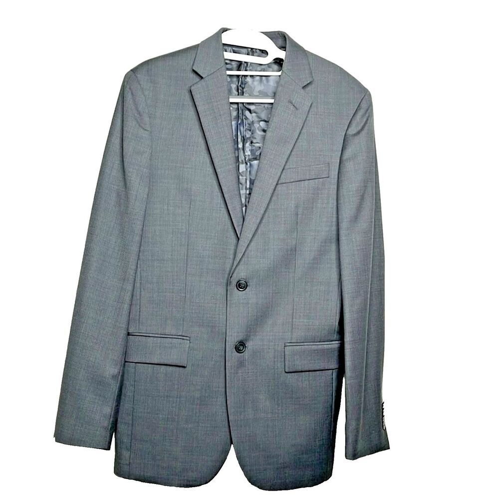 JOE Joseph Abboud 36R/30 Blazer Jacket Wool Coat Slim Fit Grey/Black Plaid Camo
